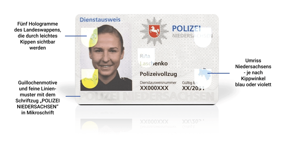 Dienstausweis Polizei Niedersachsen Sicherheitsfeatures